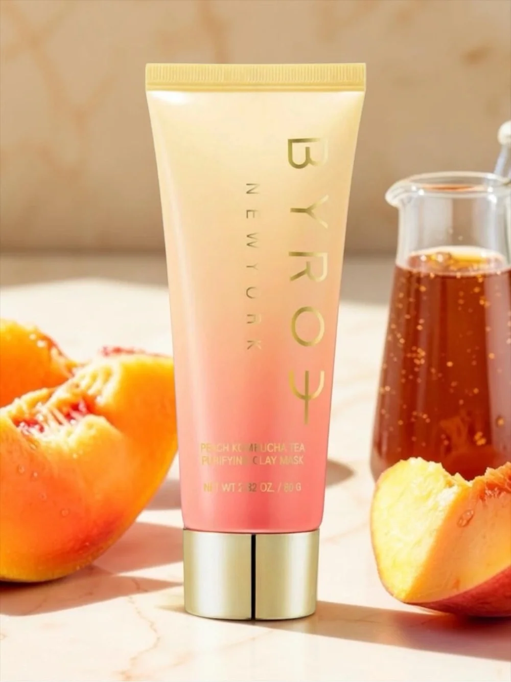 BYROE Peach Kombucha Purifying Clay Mask 80g Full Size - NEW
